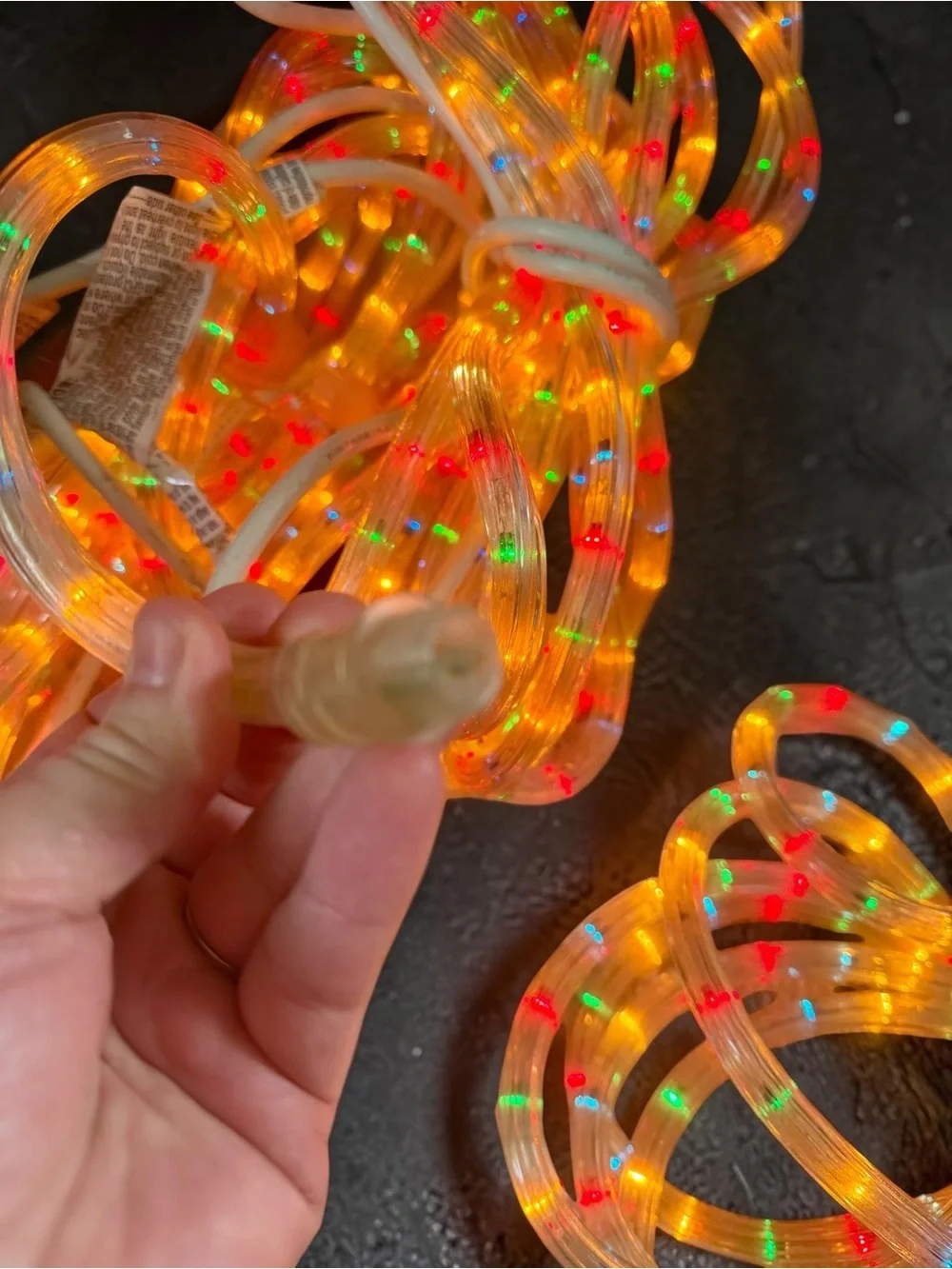 Vintage Rope Light Christmas Decorations Multicolor & Red Lighted Holiday Tubes